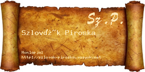 Szlovák Piroska névjegykártya